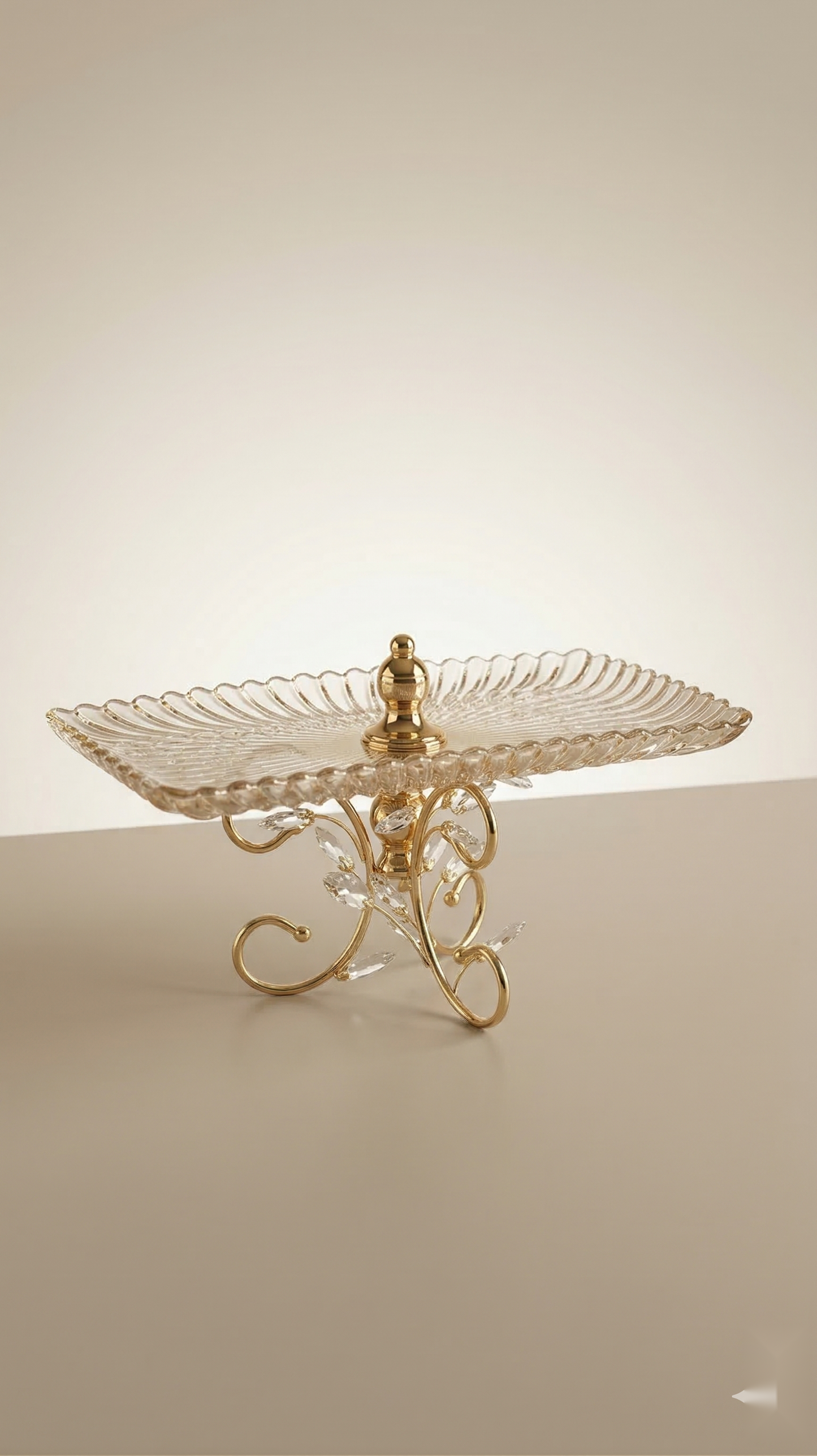 Celestia Gold Crystal Centerpiece Tray
