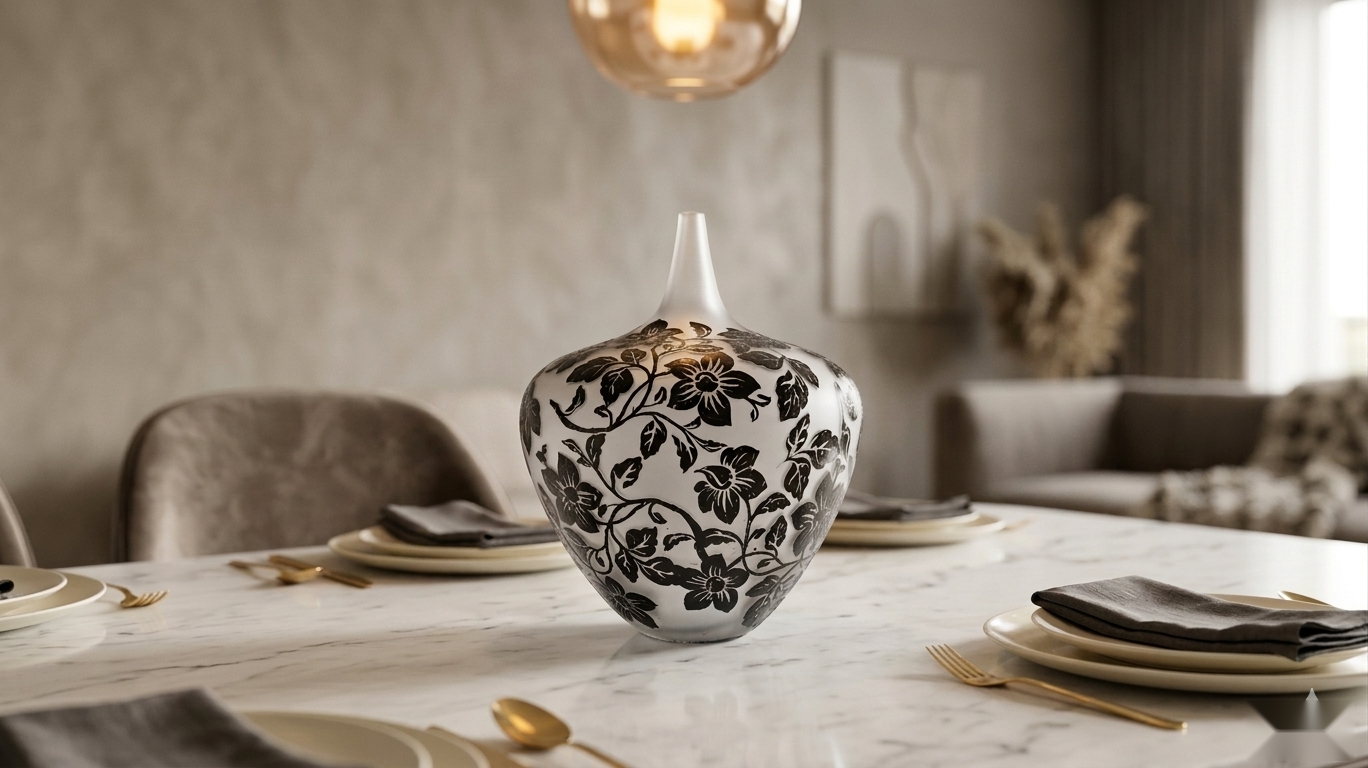 Obsidian Vine Frosted Vase