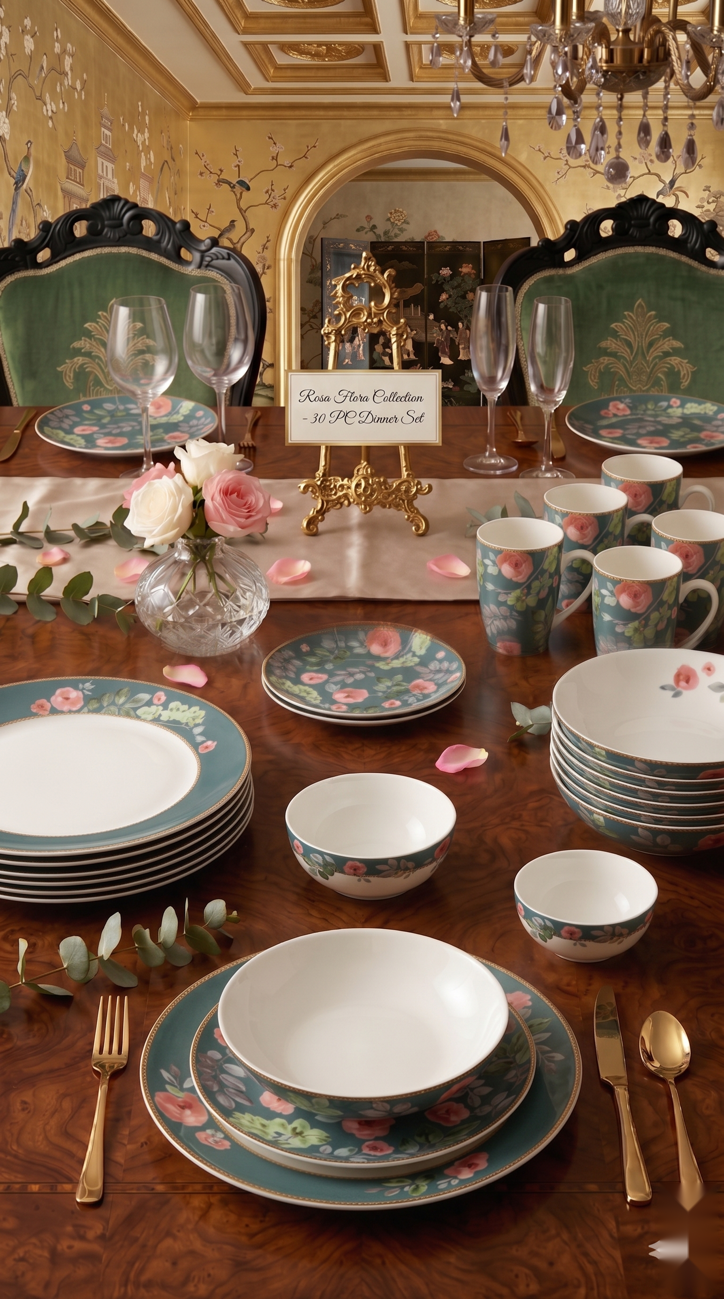 Green Flora Dinner Set (30 Pcs)