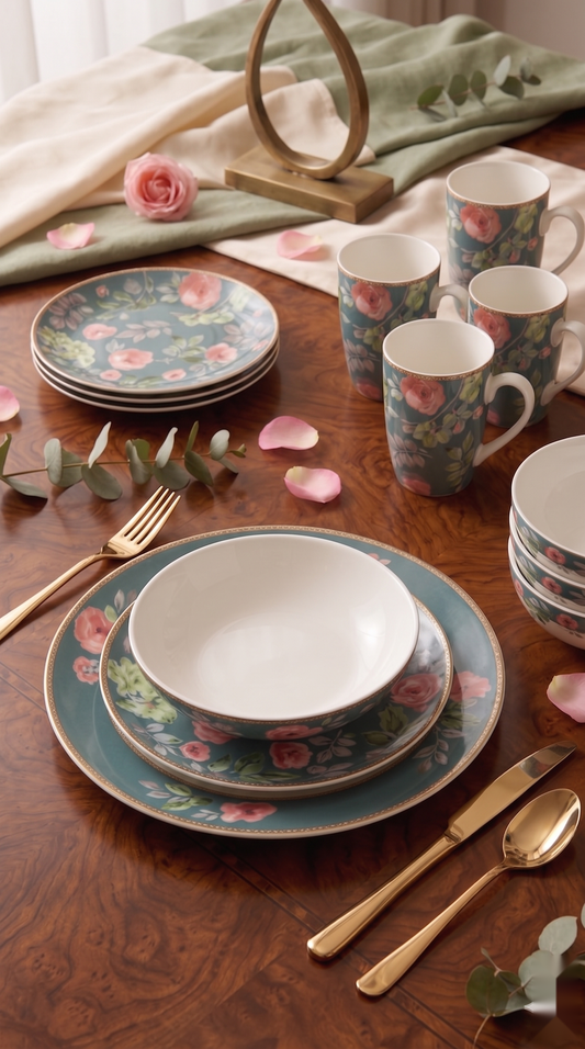 Green Flora Dinner Set (30 Pcs)