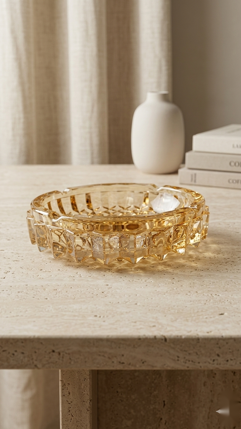 Amber Crystal Ashtray