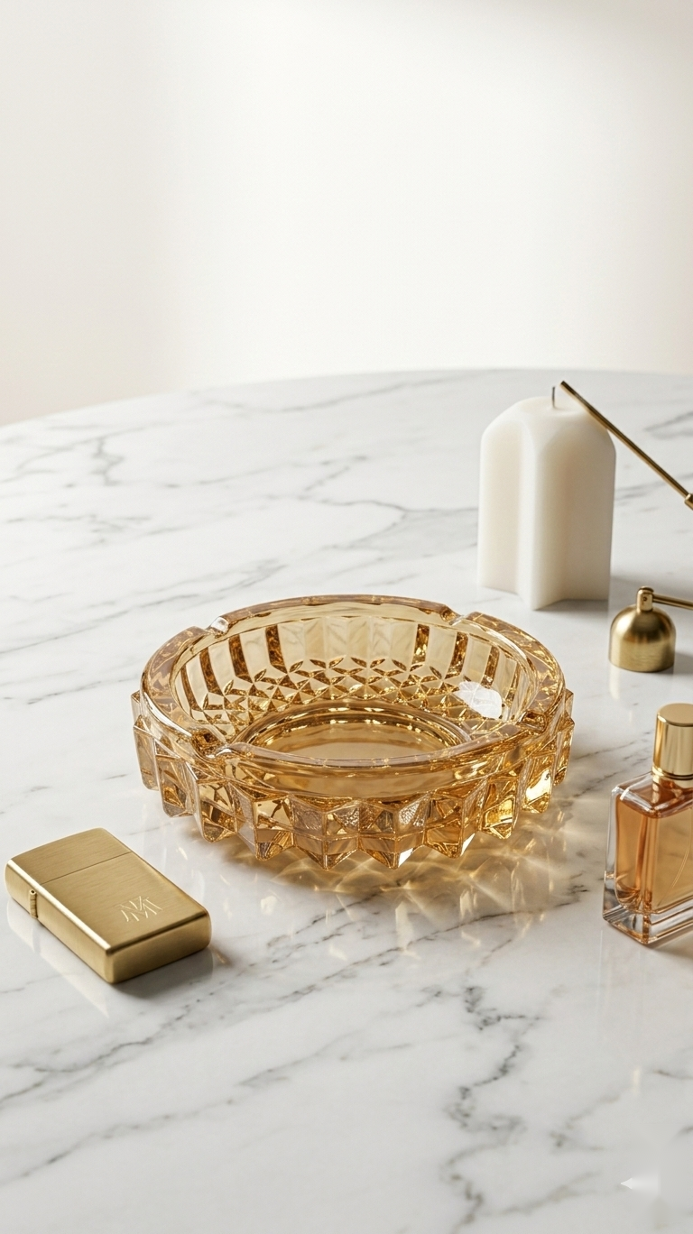 Amber Crystal Ashtray
