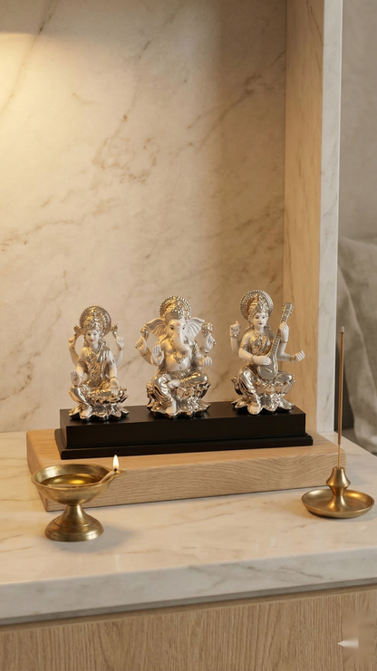 Laxmi Ganesha Saraswati Divine Trio Idol