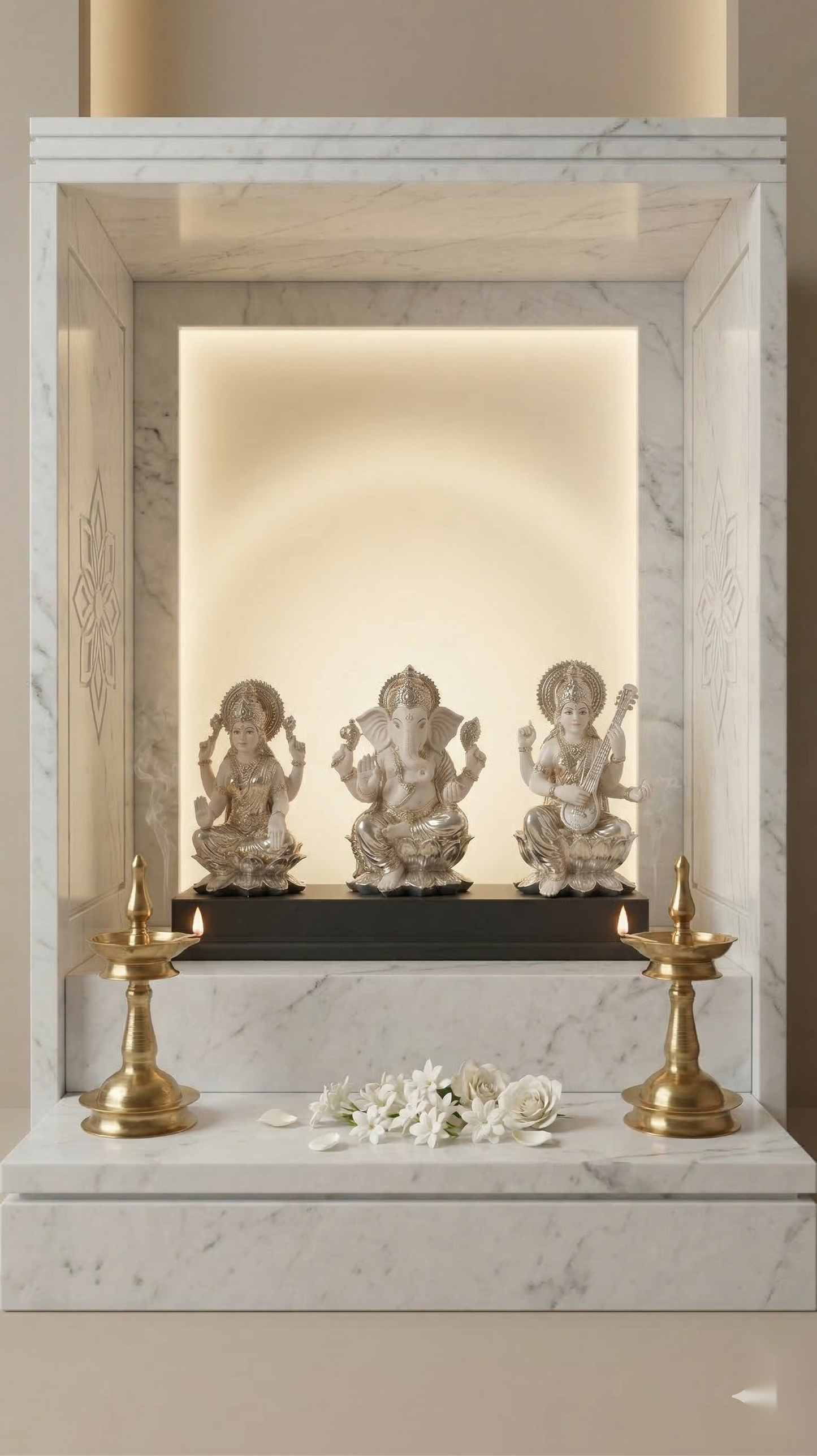 Laxmi Ganesha Saraswati Divine Trio Idol