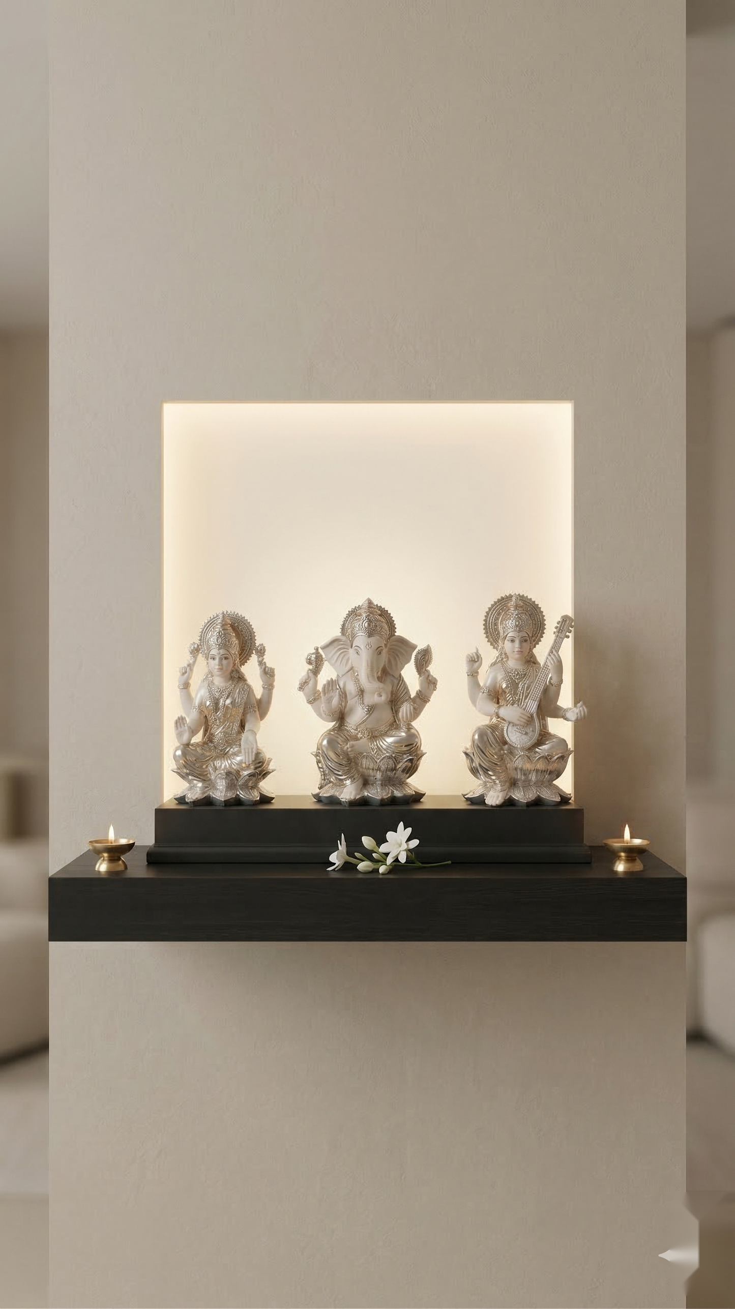 Laxmi Ganesha Saraswati Divine Trio Idol