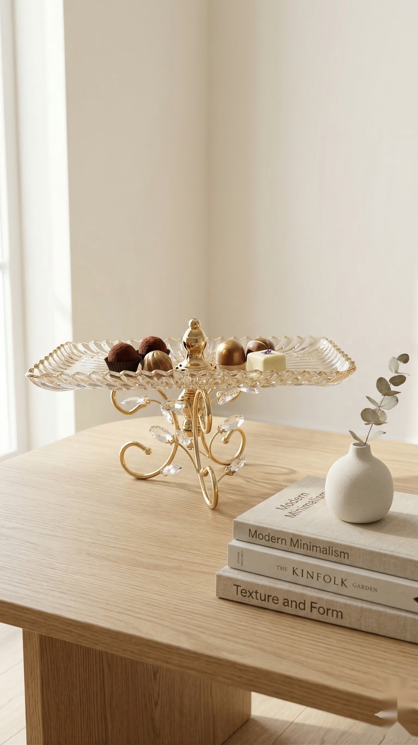Celestia Gold Crystal Centerpiece Tray