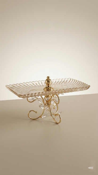 Celestia Gold Crystal Centerpiece Tray