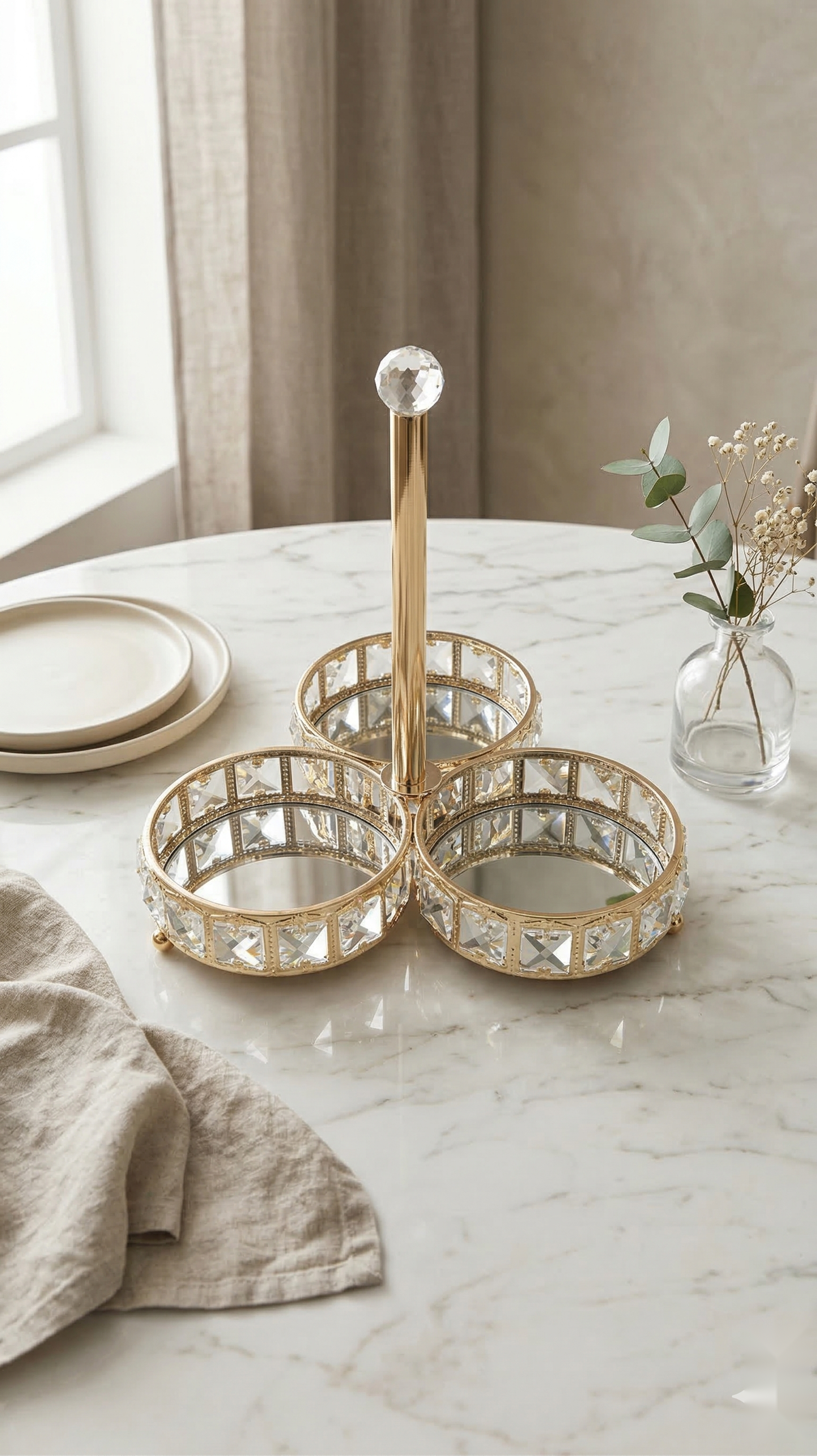 3 Section Crystal Serving Stand