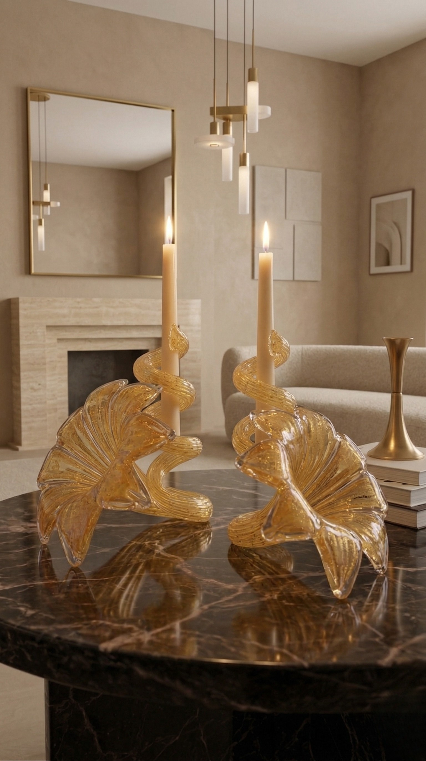 Spiral Glass Candle Holder Set