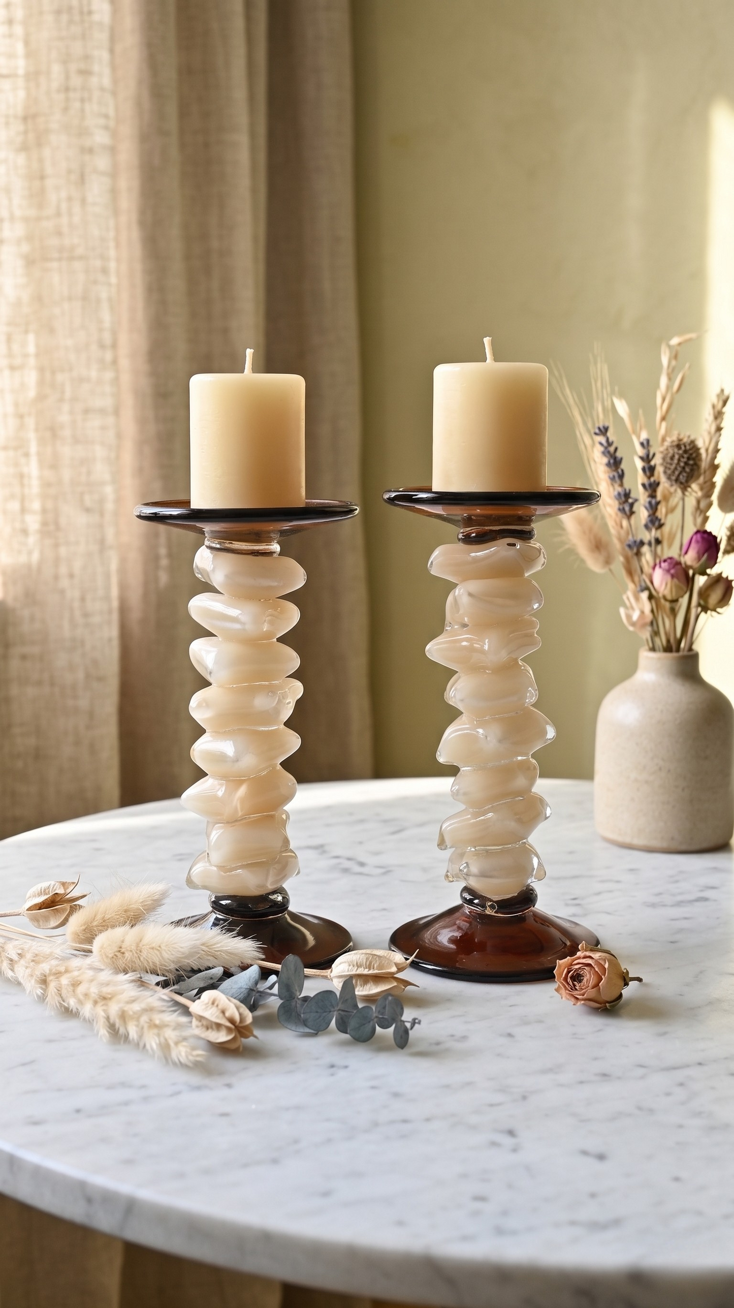 Onyx & Cream Candle Holders