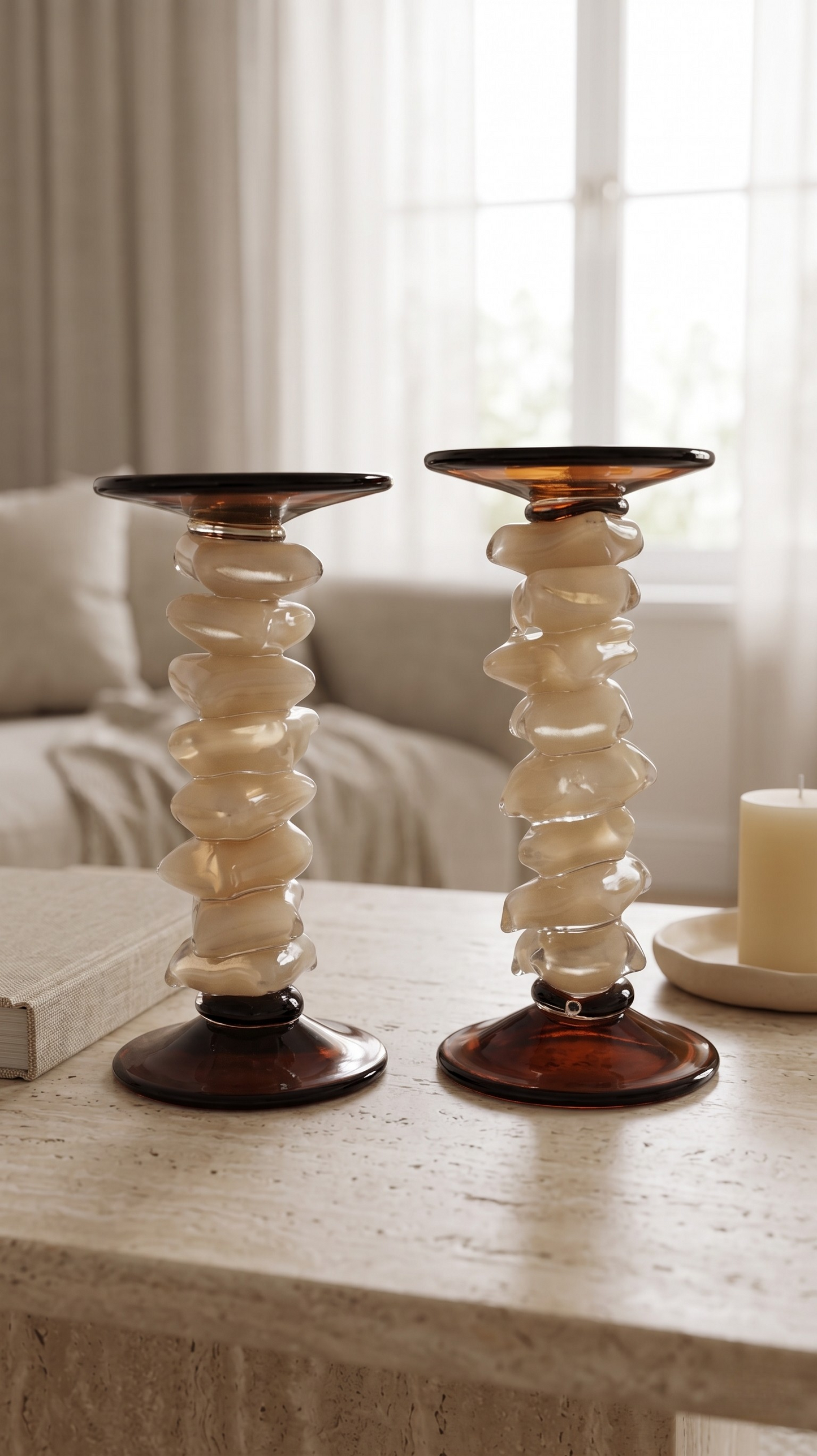 Onyx & Cream Candle Holders