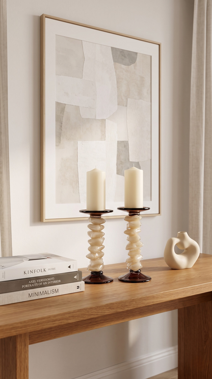 Onyx & Cream Candle Holders