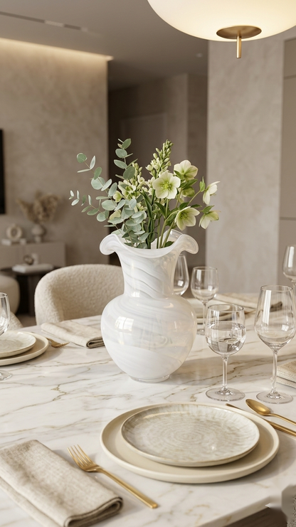 Opalescent Ribbed Petal Vase