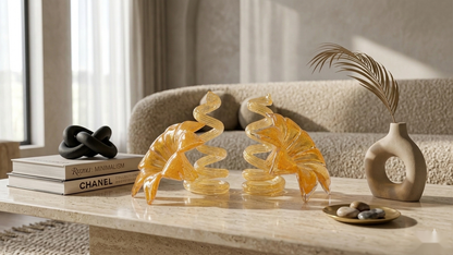 Spiral Glass Candle Holder Set
