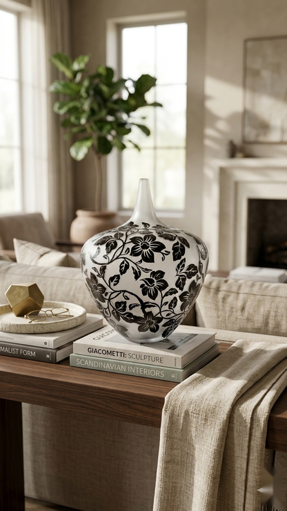 Obsidian Vine Frosted Vase