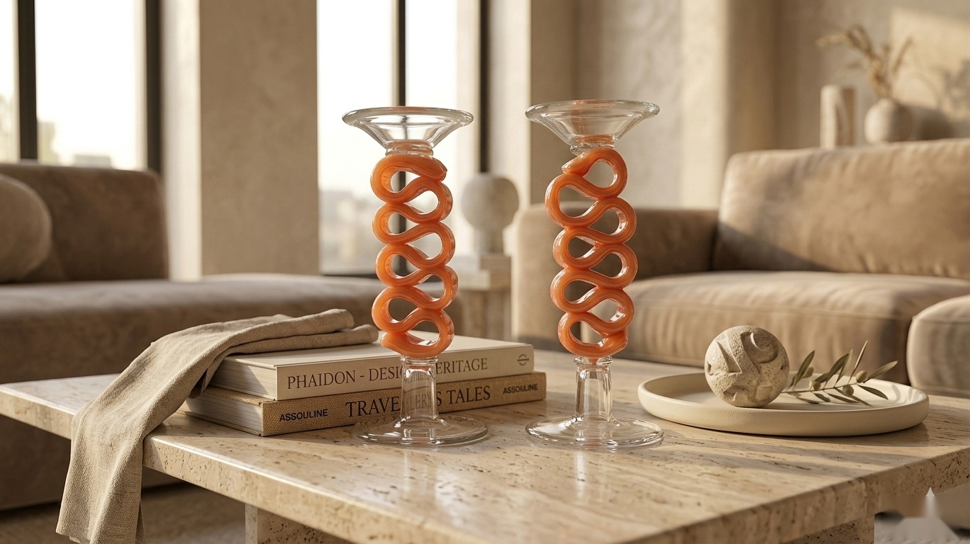 The Serpentine Glass Candle Holder Set