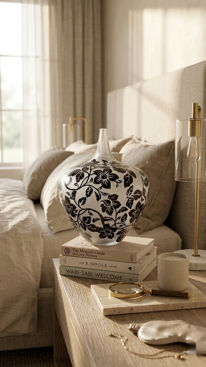 Obsidian Vine Frosted Vase