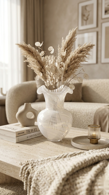 Opalescent Ribbed Petal Vase