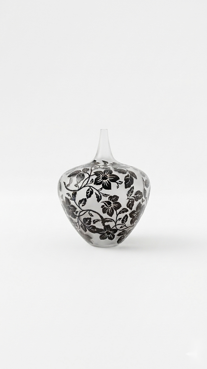 Obsidian Vine Frosted Vase