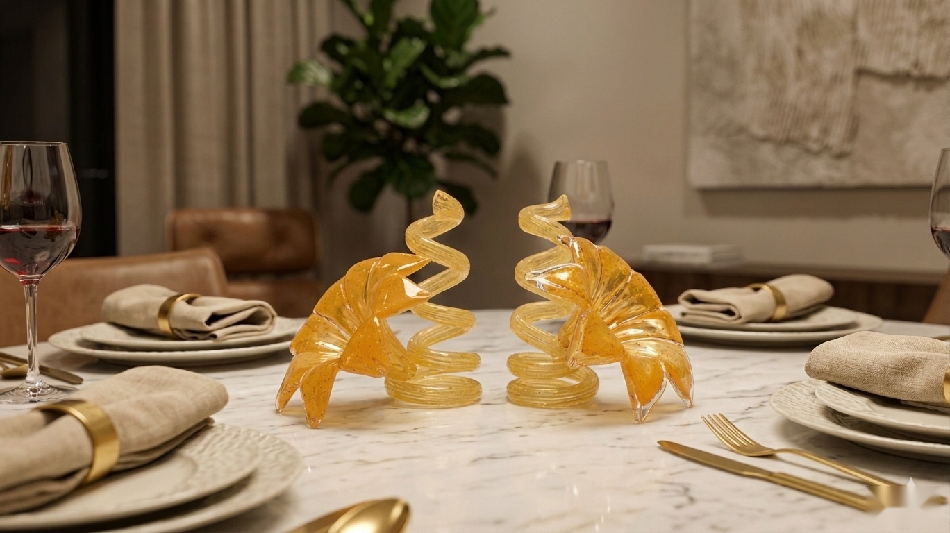Spiral Glass Candle Holder Set