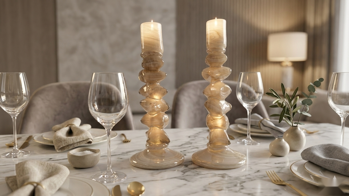 Aurelian Glass Candle Holder Set