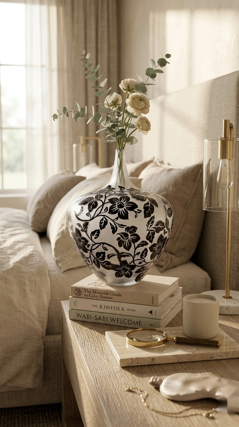 Obsidian Vine Frosted Vase