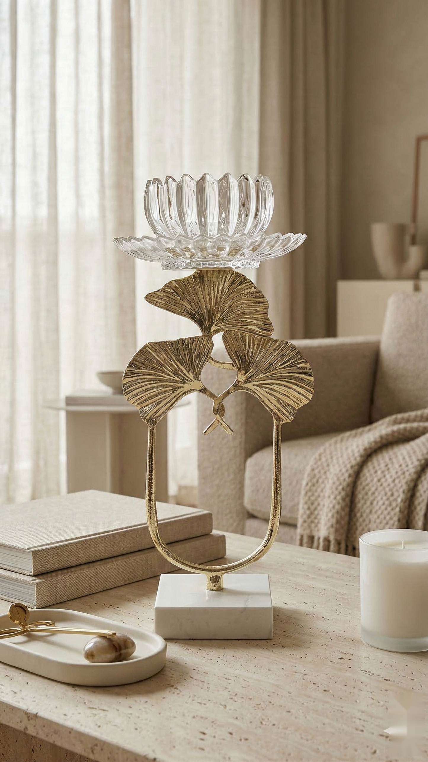 Crystal Lotus Candlestand