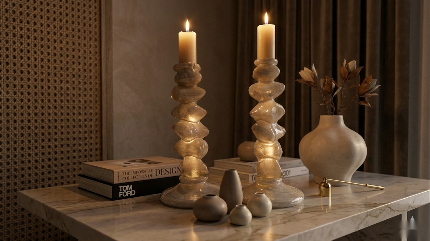 Aurelian Glass Candle Holder Set