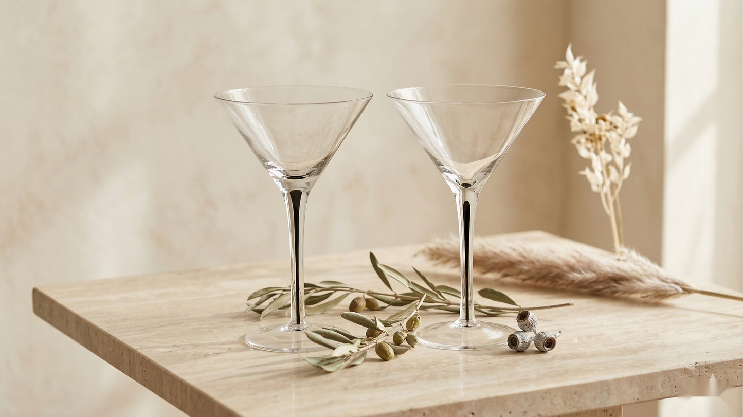 The Midnight Martini Glasses