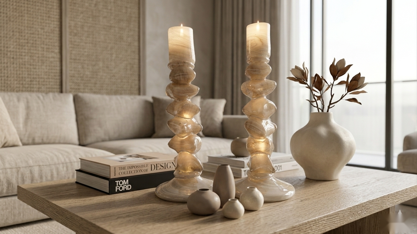 Aurelian Glass Candle Holder Set