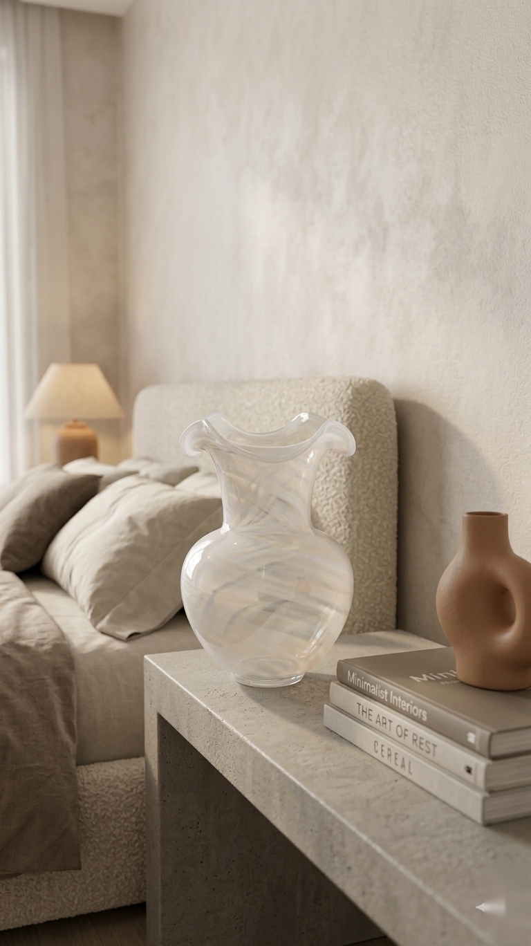 Opalescent Ribbed Petal Vase