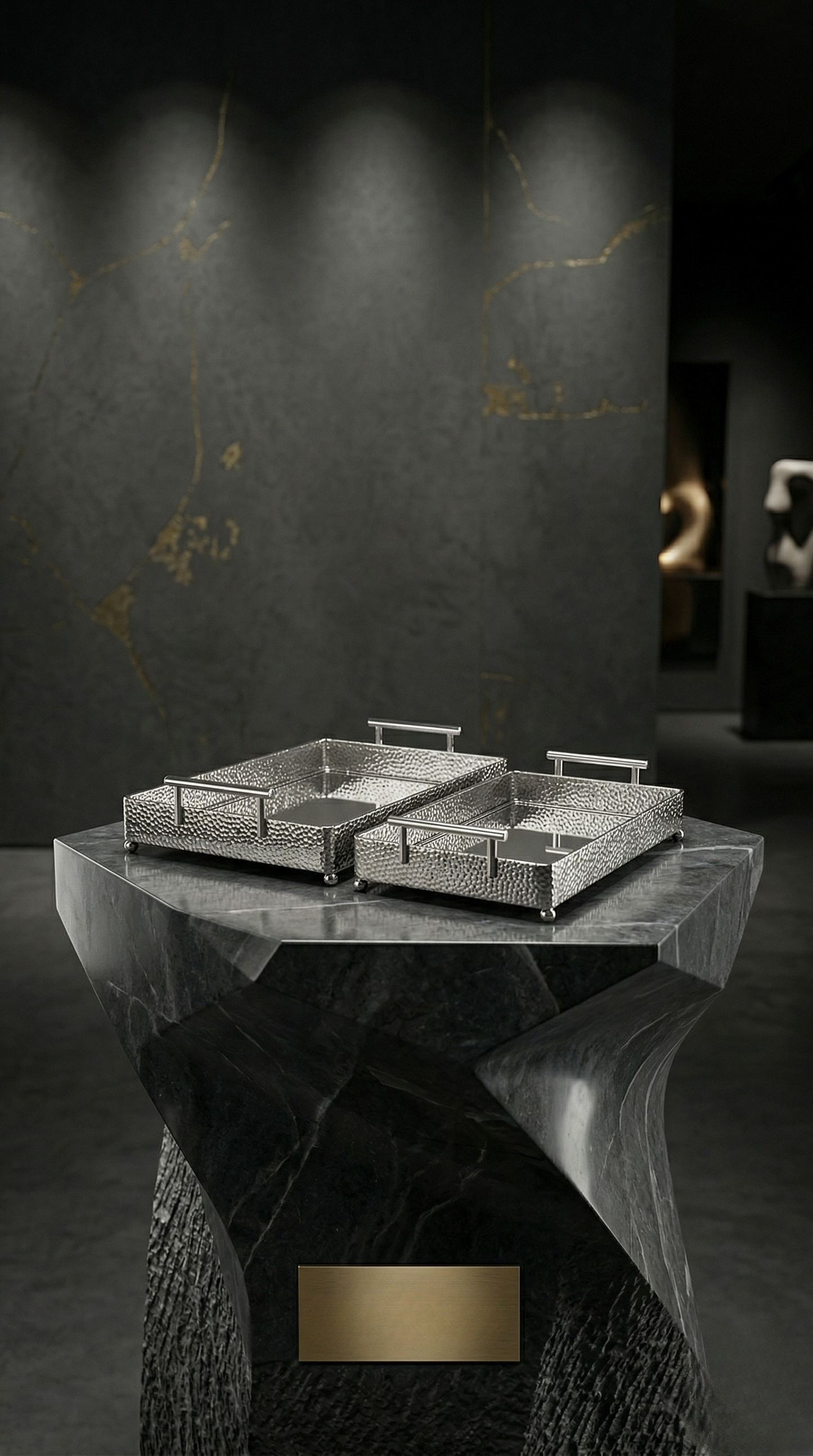 Sterling Hammered Nesting Tray set