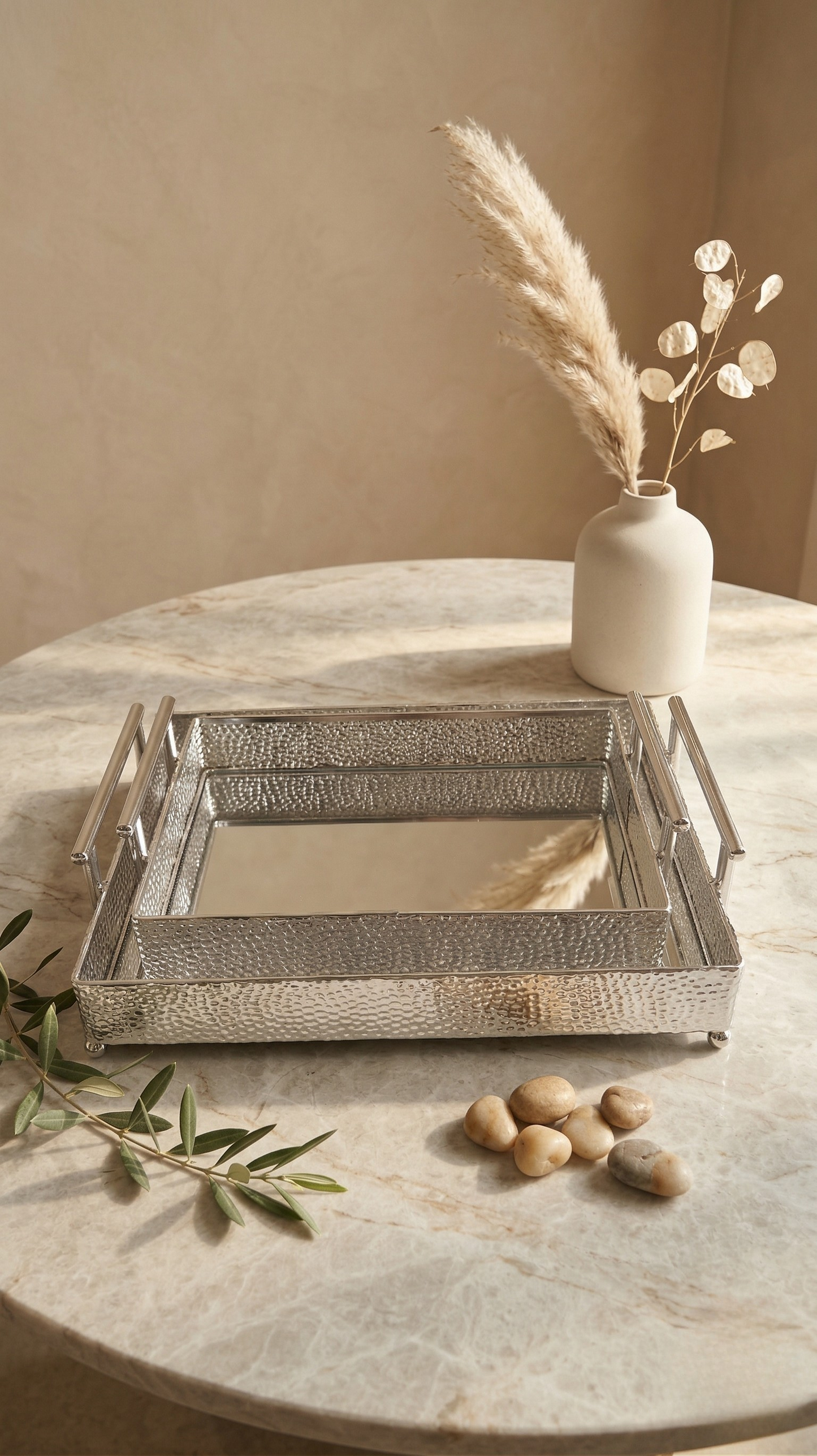 Sterling Hammered Nesting Tray set